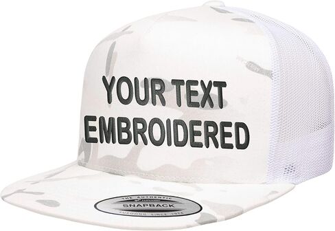 Custom Trucker Flatbill Hat YP 6006 Embroidered Your Text Snapback in Saudi Arabia