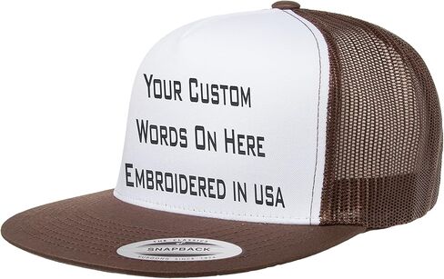 Custom Trucker Flatbill Hat YP 6006 Embroidered Your Text Snapback in Saudi Arabia
