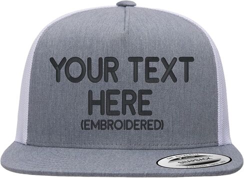 Custom Trucker Flatbill Hat YP 6006 Embroidered Your Text Snapback in Saudi Arabia