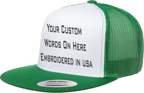 Custom Trucker Flatbill Hat YP 6006 Embroidered Your Text Snapback in Saudi Arabia