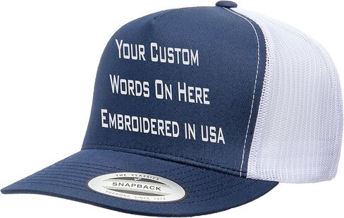 Custom Trucker Flatbill Hat YP 6006 Embroidered Your Text Snapback in Saudi Arabia