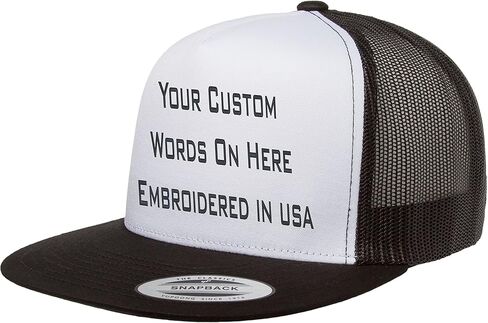 Custom Trucker Flatbill Hat YP 6006 Embroidered Your Text Snapback in Saudi Arabia