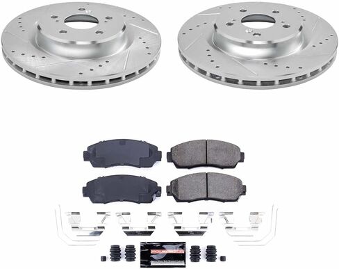 PowerStop Front Brake Kit For Acura TLX 2021-25 - Drilled and Slotted Disc Rotors with Ceramic Brake Pads Replacement, K8930 in Saudi Arabia