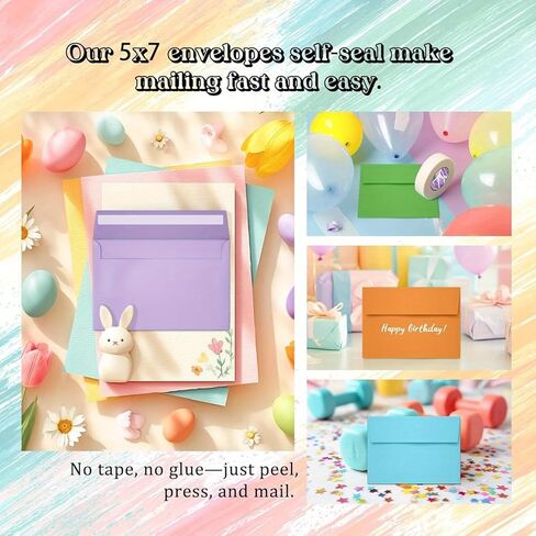 30PCS Multicolor Color 5x7 Envelopes for Invitations and Weddings with Self-Sealing Feature. in Saudi Arabia