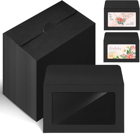 120 Pcs Window Gift Card Envelopes, 3.9 x 2.4 Inch Black Gift Card Sleeves Small Paper Envelopes with Window for Business Cards, Gifts Cards, Invitation, Thanksgiving in Saudi Arabia