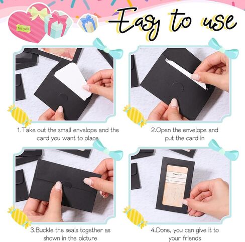 120 Pcs Window Gift Card Envelopes, 3.9 x 2.4 Inch Black Gift Card Sleeves Small Paper Envelopes with Window for Business Cards, Gifts Cards, Invitation, Thanksgiving in Saudi Arabia