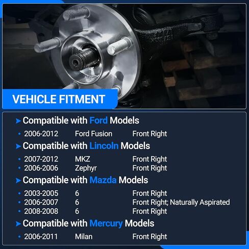 مجموعة محمل محور عجلة القيادة الأمامية الأوتوماتيكية تناسب Ford Fusion 2006-2012، Lincoln MKZ 07-12 / Zephyr 2006، Mazda 6 03-08، Mercury Milan 06-11، استبدال # LK012، جانب الركاب الأيمن in Kuwait