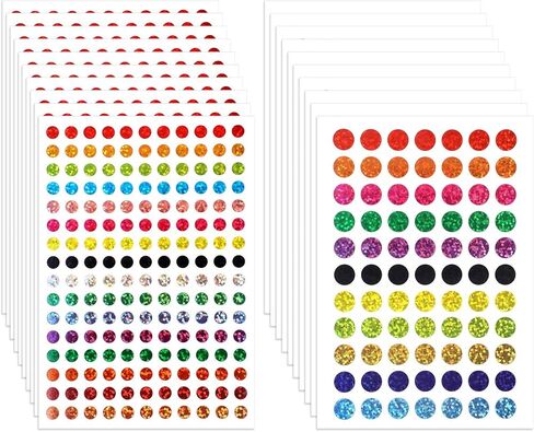 cobee 5060 Pcs Shiny Circle Dot Sticker, Color Coding Labels Laser 16 Colors Dot Sticker, Small Round Stickers 1/4" Planner Stickers for Behavior Chart Classroom Office Home Planner Art DIY in Saudi Arabia