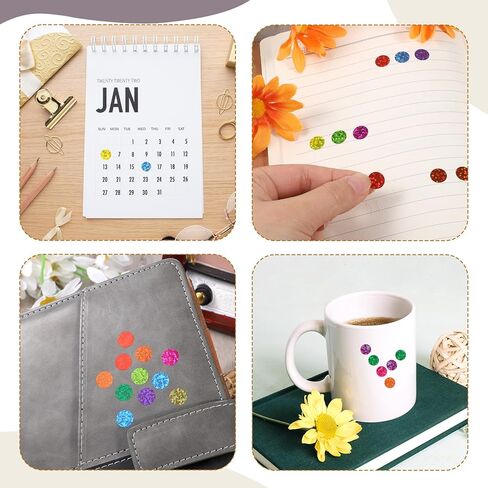 cobee 5060 Pcs Shiny Circle Dot Sticker, Color Coding Labels Laser 16 Colors Dot Sticker, Small Round Stickers 1/4" Planner Stickers for Behavior Chart Classroom Office Home Planner Art DIY in Saudi Arabia