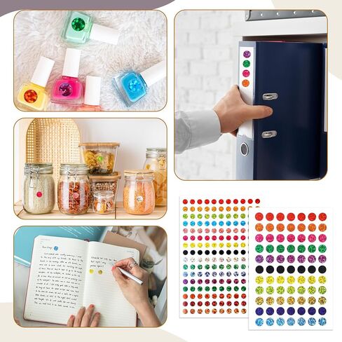 cobee 5060 Pcs Shiny Circle Dot Sticker, Color Coding Labels Laser 16 Colors Dot Sticker, Small Round Stickers 1/4" Planner Stickers for Behavior Chart Classroom Office Home Planner Art DIY in Saudi Arabia