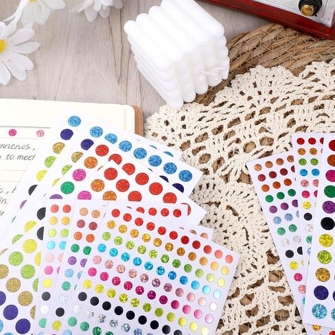 cobee 5060 Pcs Shiny Circle Dot Sticker, Color Coding Labels Laser 16 Colors Dot Sticker, Small Round Stickers 1/4" Planner Stickers for Behavior Chart Classroom Office Home Planner Art DIY in Saudi Arabia