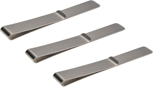Valyria Pack of 3 Silver Stainless Steel Super Long Money Clip Cash Credit Card Holder Metal Money Clips (3pcs) in Kuwait