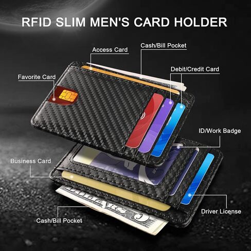 Vancle Slim RFID Wallets for Men Women, Minimalist Thin Front Pocket RFID Blocking Leather Wallets for Travel Work in Saudi Arabia