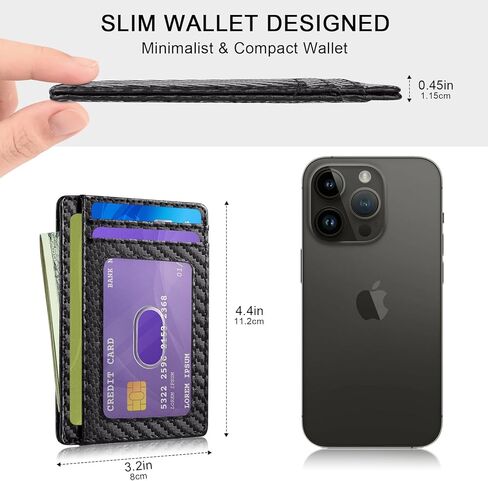 Vancle Slim RFID Wallets for Men Women, Minimalist Thin Front Pocket RFID Blocking Leather Wallets for Travel Work in Saudi Arabia