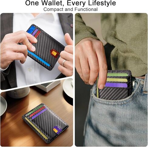 Vancle Slim RFID Wallets for Men Women, Minimalist Thin Front Pocket RFID Blocking Leather Wallets for Travel Work in Saudi Arabia