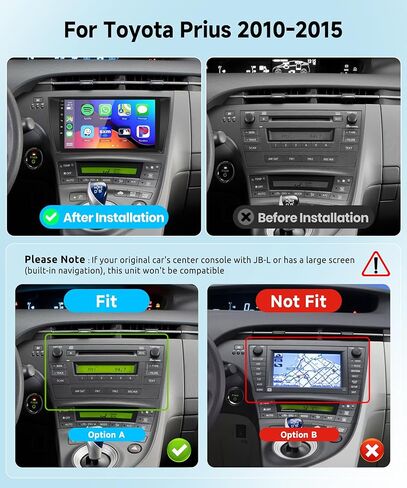 راديو سيارة 8 Core 4G+64G لسيارة Toyota Prius 2010 2011 2012 2013 2014 2015، ستيريو سيارة Apple Carplay Android Auto لاسلكي، شاشة لمس IPS 9 بوصة مع WiFi، GPS، بلوتوث، FM/RDS، 32EQ DSP، كاميرا خلفية in Saudi Arabia