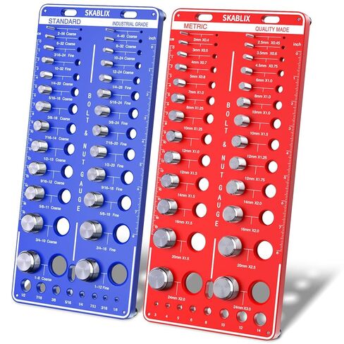 42 Nut and Bolt Thread Checker - 19 Standard and 15 Metric Bolt Checker and 8 Drill Bit Gauge,Bolt Size and Thread Gauge,Wall-Mountable Bolt and Nut Identifier Gauge in Saudi Arabia