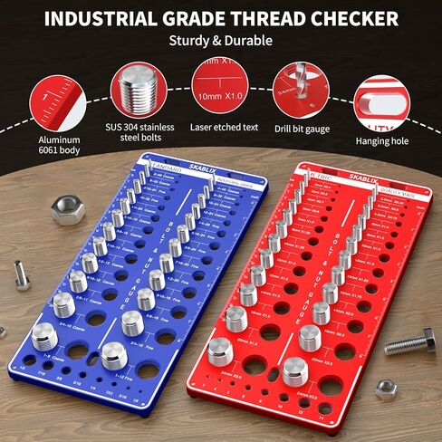 42 Nut and Bolt Thread Checker - 19 Standard and 15 Metric Bolt Checker and 8 Drill Bit Gauge,Bolt Size and Thread Gauge,Wall-Mountable Bolt and Nut Identifier Gauge in Saudi Arabia