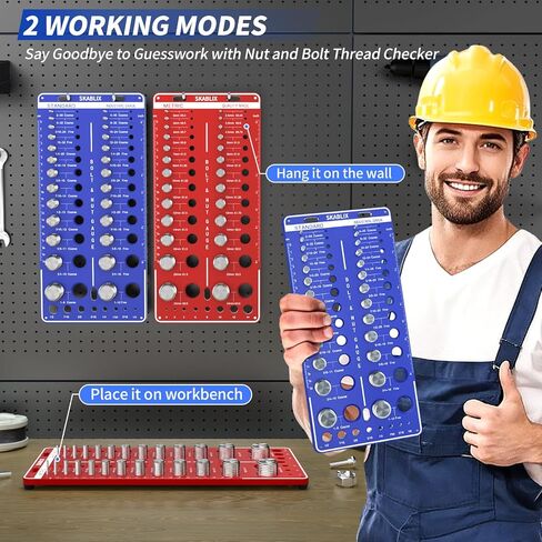 42 Nut and Bolt Thread Checker - 19 Standard and 15 Metric Bolt Checker and 8 Drill Bit Gauge,Bolt Size and Thread Gauge,Wall-Mountable Bolt and Nut Identifier Gauge in Saudi Arabia