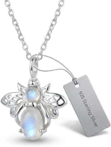 925 Sterling Silver Animal Pendant Necklace Collection for Women | Handmade Natural Gemstone Jewelry | Cat, Bee, Turtle & Bug Designs | Hypoallergenic Silver Necklace Gift for Her in Saudi Arabia