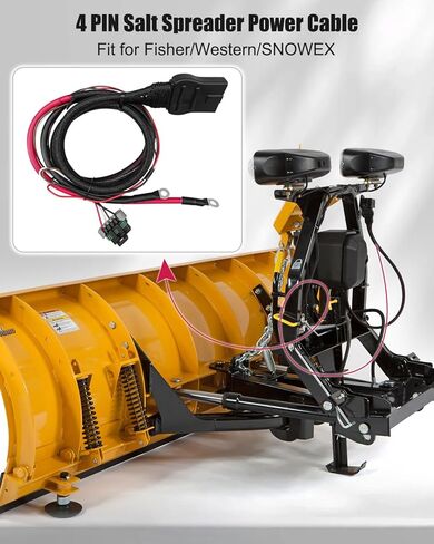 4 Pin Salt Spreader Power Cable Fit for Fisher Western SNOWEX Salt Spreader, Salt Spreader Battery Power Cable Wiring Harness with Dust Cover Replace 48808 in Saudi Arabia