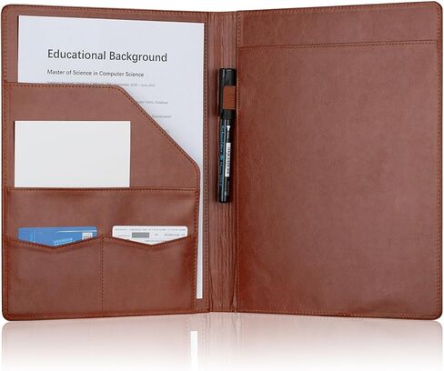 Padfolio Portfolio Binder, Faux Leather Folder, Resume Interview Legal Document Organizer, Letter Sized Writing Pad w/Business Card Holder, A4 Professional Folio for Office Conference (Black) in Saudi Arabia