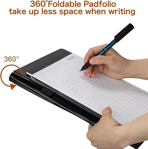 Padfolio Portfolio Binder, Faux Leather Folder, Resume Interview Legal Document Organizer, Letter Sized Writing Pad w/Business Card Holder, A4 Professional Folio for Office Conference (Black) in Saudi Arabia