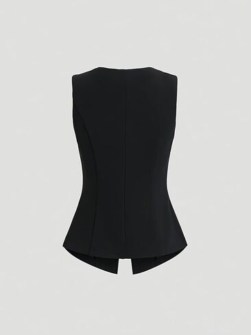 Women's Stylish Slim-Fit Crew Neck Buttoned Versatile Suit Jacket Vest in Saudi Arabia