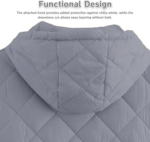 Hooded Vest Women Warm Quilted Knit Women Sweater Vest with Puffer Back Lightweight Sleeveless Jacket for Winter, Grey in Saudi Arabia