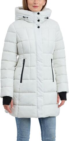 Puffer with Plaid Hooded Lining, Bone. Small in Saudi Arabia