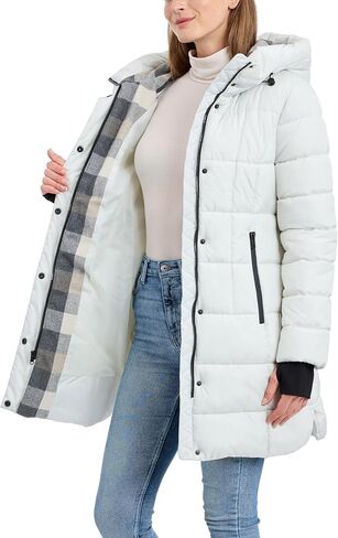 Puffer with Plaid Hooded Lining, Bone. Small in Saudi Arabia