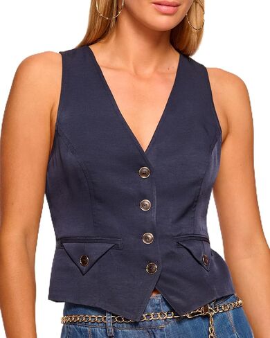 Ramy Brook Women's Cedric Sleeveless Vest, Navy, 4 in Saudi Arabia