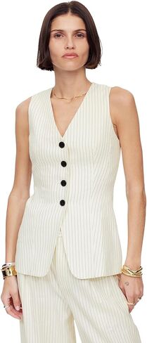 Madewell Women's Cass Vest - Pinstripe Linen in Saudi Arabia