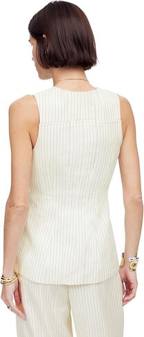 Madewell Women's Cass Vest - Pinstripe Linen in Saudi Arabia
