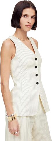 Madewell Women's Cass Vest - Pinstripe Linen in Saudi Arabia