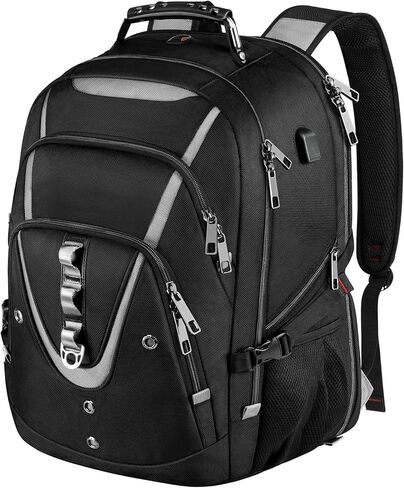 حقيبة ظهر كبيرة جدًا للكمبيوتر المحمول من Mogplof، حقيبة ظهر للسفر مقاس 17 بوصة معتمدة من إدارة أمن المواصلات الأمريكية للرجال، حقيبة ظهر كبيرة مع منفذ شحن USB، حقيبة كمبيوتر للأعمال RFID، حقيبة كتب جامعية شديدة التحمل مقاومة للماء in Kuwait