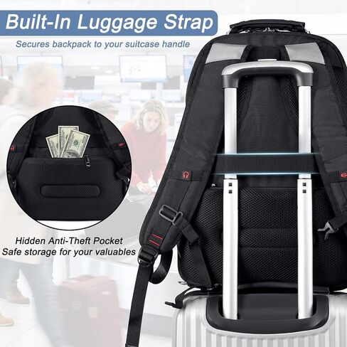 حقيبة ظهر كبيرة جدًا للكمبيوتر المحمول من Mogplof، حقيبة ظهر للسفر مقاس 17 بوصة معتمدة من إدارة أمن المواصلات الأمريكية للرجال، حقيبة ظهر كبيرة مع منفذ شحن USB، حقيبة كمبيوتر للأعمال RFID، حقيبة كتب جامعية شديدة التحمل مقاومة للماء in Kuwait