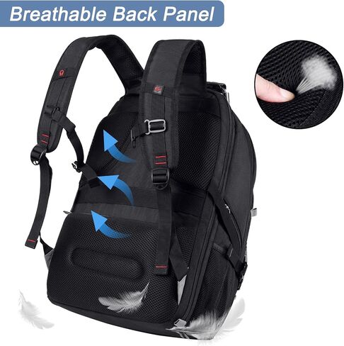 حقيبة ظهر كبيرة جدًا للكمبيوتر المحمول من Mogplof، حقيبة ظهر للسفر مقاس 17 بوصة معتمدة من إدارة أمن المواصلات الأمريكية للرجال، حقيبة ظهر كبيرة مع منفذ شحن USB، حقيبة كمبيوتر للأعمال RFID، حقيبة كتب جامعية شديدة التحمل مقاومة للماء in Kuwait