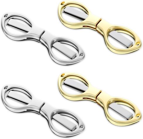 4 Pcs Mini Folding Scissors Safe Portable Travel Scissors Stainless Steel Telescopic Cutter for Fishing Sewing Home Office Travel Use(Silver Gold) in Saudi Arabia