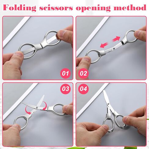 4 Pcs Mini Folding Scissors Safe Portable Travel Scissors Stainless Steel Telescopic Cutter for Fishing Sewing Home Office Travel Use(Silver Gold) in Saudi Arabia