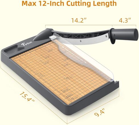 Firbon 12-Inch Wood Base Guillotine Paper Cutter, Heavy Duty 12-Sheet Capacity Precision Paper Trimmer for Cardstock, Photos, A4 Paper, Office & Classroom in Saudi Arabia