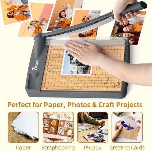 Firbon 12-Inch Wood Base Guillotine Paper Cutter, Heavy Duty 12-Sheet Capacity Precision Paper Trimmer for Cardstock, Photos, A4 Paper, Office & Classroom in Saudi Arabia