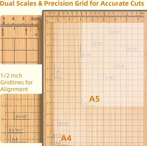 Firbon 12-Inch Wood Base Guillotine Paper Cutter, Heavy Duty 12-Sheet Capacity Precision Paper Trimmer for Cardstock, Photos, A4 Paper, Office & Classroom in Saudi Arabia