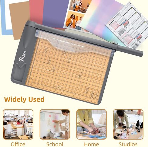 Firbon 12-Inch Wood Base Guillotine Paper Cutter, Heavy Duty 12-Sheet Capacity Precision Paper Trimmer for Cardstock, Photos, A4 Paper, Office & Classroom in Saudi Arabia