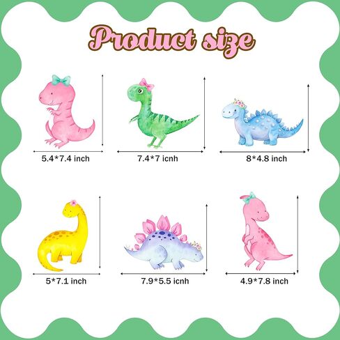 Dinosaur Cutouts for Girls, Pink Dinosaur Party Decorations 24 Pcs Cardboard Cut-Outs for Dino Roar Theme Birthday Baby Shower Supplies in Saudi Arabia
