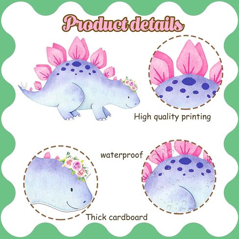 Dinosaur Cutouts for Girls, Pink Dinosaur Party Decorations 24 Pcs Cardboard Cut-Outs for Dino Roar Theme Birthday Baby Shower Supplies in Saudi Arabia