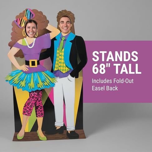 Awesome 80s Couple Life-Size Cardboard Cutout Stand-Up – 42.75" x 68" (1 Piece) – One-Sided Photo Prop; Simple Assembly – Perfect for 80s Proms, Homecoming, Birthdays & Corporate Themes. in Saudi Arabia