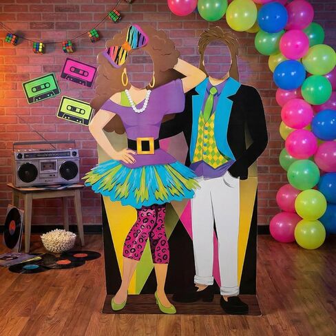 Awesome 80s Couple Life-Size Cardboard Cutout Stand-Up – 42.75" x 68" (1 Piece) – One-Sided Photo Prop; Simple Assembly – Perfect for 80s Proms, Homecoming, Birthdays & Corporate Themes. in Saudi Arabia