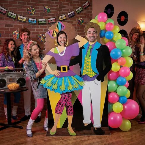 Awesome 80s Couple Life-Size Cardboard Cutout Stand-Up – 42.75" x 68" (1 Piece) – One-Sided Photo Prop; Simple Assembly – Perfect for 80s Proms, Homecoming, Birthdays & Corporate Themes. in Saudi Arabia
