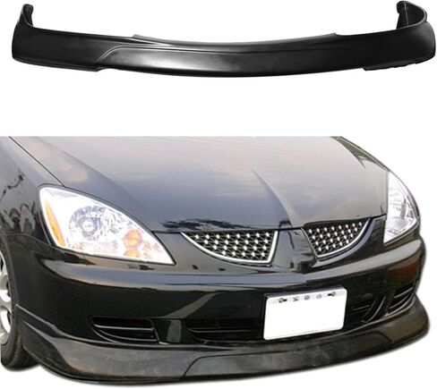 Front Bumper Lip Compatible with 2004-2007 Mitsubishi Lancer OZ/EZ Model, Unpainted Black R Style Polyurethane Front Lower Chin Spoiler Protector, 1 PC in Saudi Arabia